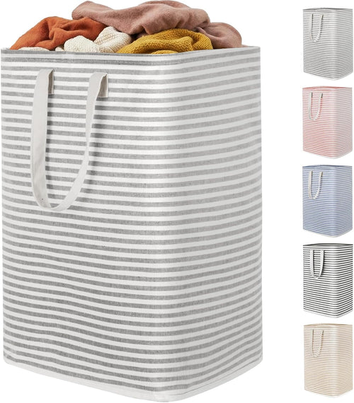 1 Pack Laundry Hamper Large Collapsible Laundry Baskets, Freestanding Waterproof Clothes Hamper with Easy Carry Handles in Laundry Room Bedroom Bathroom College Dorm, Grey, 80L